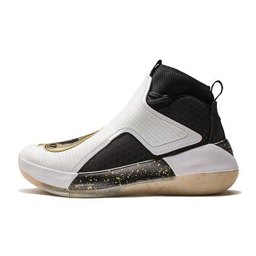 Li Ning YuShuai 12 Rutschfest Abriebfest High-Top Basketballschuhe Herren Schwarz Gold ABAN025-5