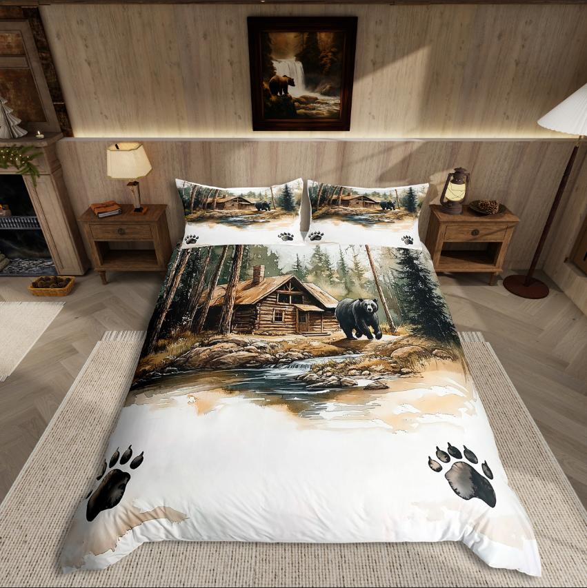 Homewish Wildlife Wolf Duvet Cover SetWoodland Animal For Teens Bedding SetJungle Safari Decor