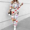 Conjunto Navideño de Dos Piezas para Mujer, Top de Manga Larga con Cuello Redondo y Pantalones Jogger con Cordón, Chándal Casual para Primavera Otoño