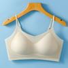 Light Green Seamless Breathable Wireless Bra with Adjustable Thin Straps