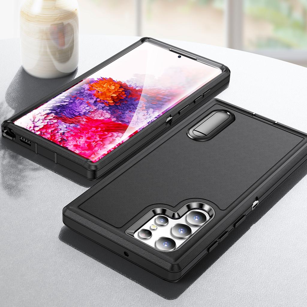 Ochranná taška proti pádu Pouzdro pro Samsung Galaxy S24 Ultra S23 FE Plus S22 A15 A54 A14 A53 A13 5G A04S 3 v 1 držák zadní kryt pouzdra