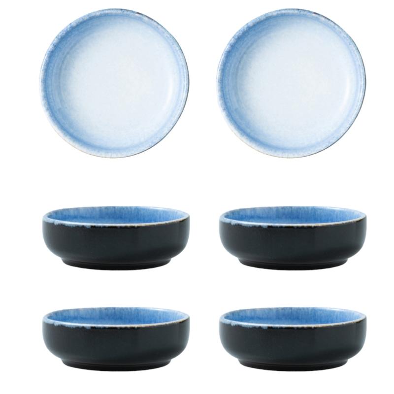 Sada 6 japonských keramických omáčníků Odolné vůči teplu až do 200 °C pro omáčky, dipy a kuchyňské použití Elegantní design