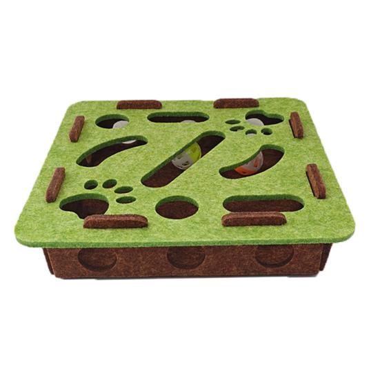 Cat Scratch Puzzle Toy Kittens Puzzle Enrichment Box Cats Self-Play Felt Maze with 2