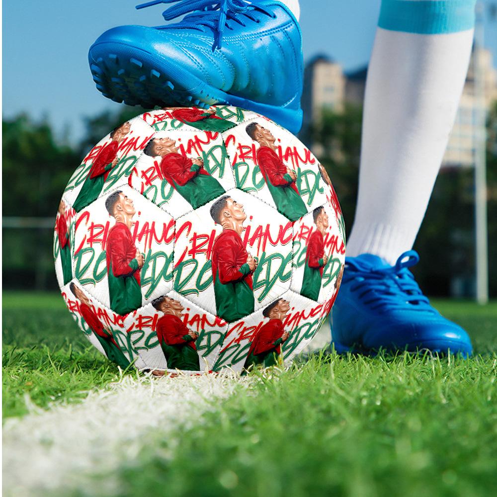 Cristiano Ronaldo Theme Soccer Ball Size 5 Soccer Ball Soft Touch Professional Training Football for Outdoor Sports