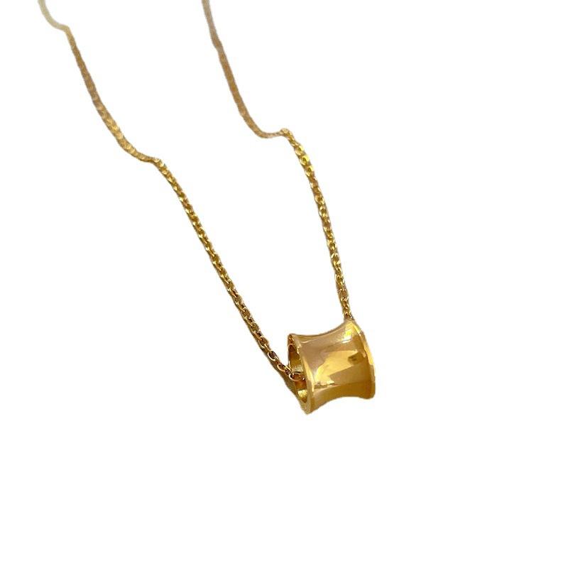Titanium Steel Small Waist Personalized Minimalist Furnace Real Gold Necklace Female Collarbone Chain With