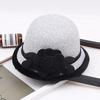 2022 Autumn And Winter Woolen Hat Women'S Casual Wide-Brimmed Top Hat, Flower Dome Fashion Hat