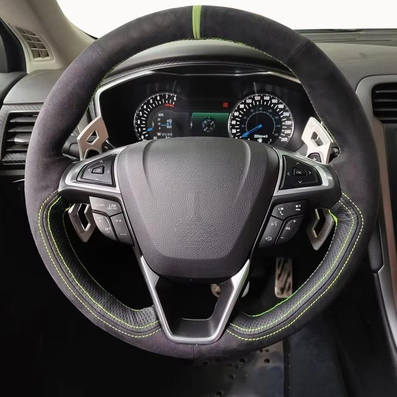 

Car Steering Wheel Cover For Mercedes Benz A-Class 2013-2015 B-Class 2011-2014 CLA Hand-stitched Black Soft Suede Gray Thread