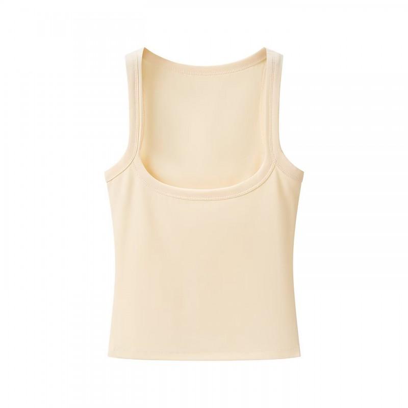 Womens Slim Fit Sleeveless Crop Top High Stretch Solid Color Tank Layering