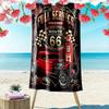 Vintage Route Classic Car 2D Flat Print Beach Towel, Large Soft Quick Dry Towel for Beach Camping SwimmingZSTJ0915185