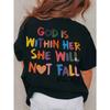 European Size Girls Round Neck Short Sleeved T Shirt with Creative English Print