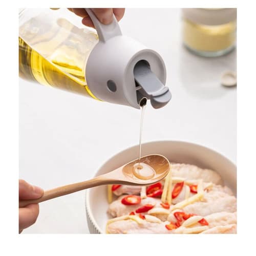 Huiyu Oil Bottle, Oil Pot, Soy Sauce Dispenser, Soy Sauce Bottle, Vinegar Bottle, Oil Dispenser, Seasoning Container, 550 ml, 1 Piece, Pink