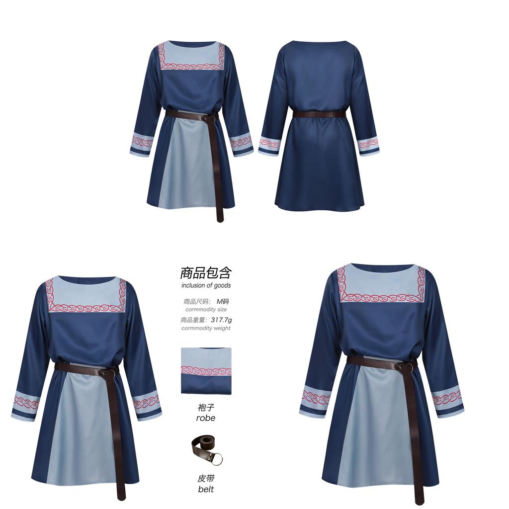 Medieval Viking Warrior Short Robe With Embroidered Print For Larp Cosplay And Costumes