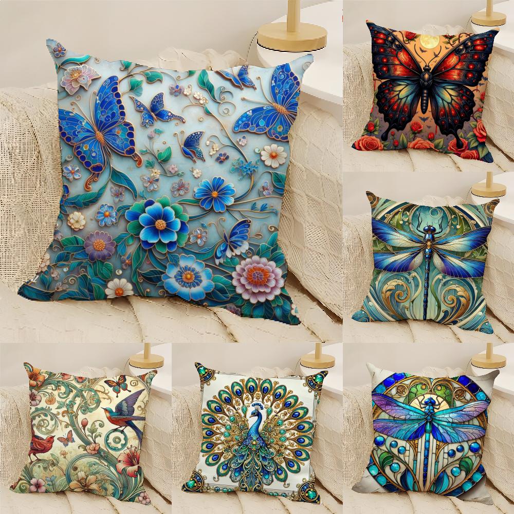 Natural Animal And Colorful Floral Decorations Pillow Case Linen Pillow Case Sofa Home Decor Cushion Cover Cushion Cove