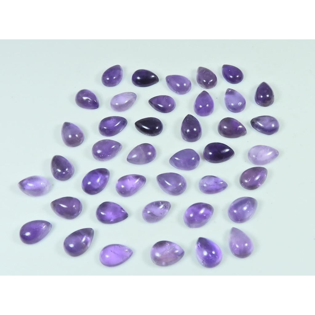 6X9MM Natürlicher Amethyst Tropfenform Cabochon Lose Edelsteine 40 Stück Los 81 Karat. C-3638