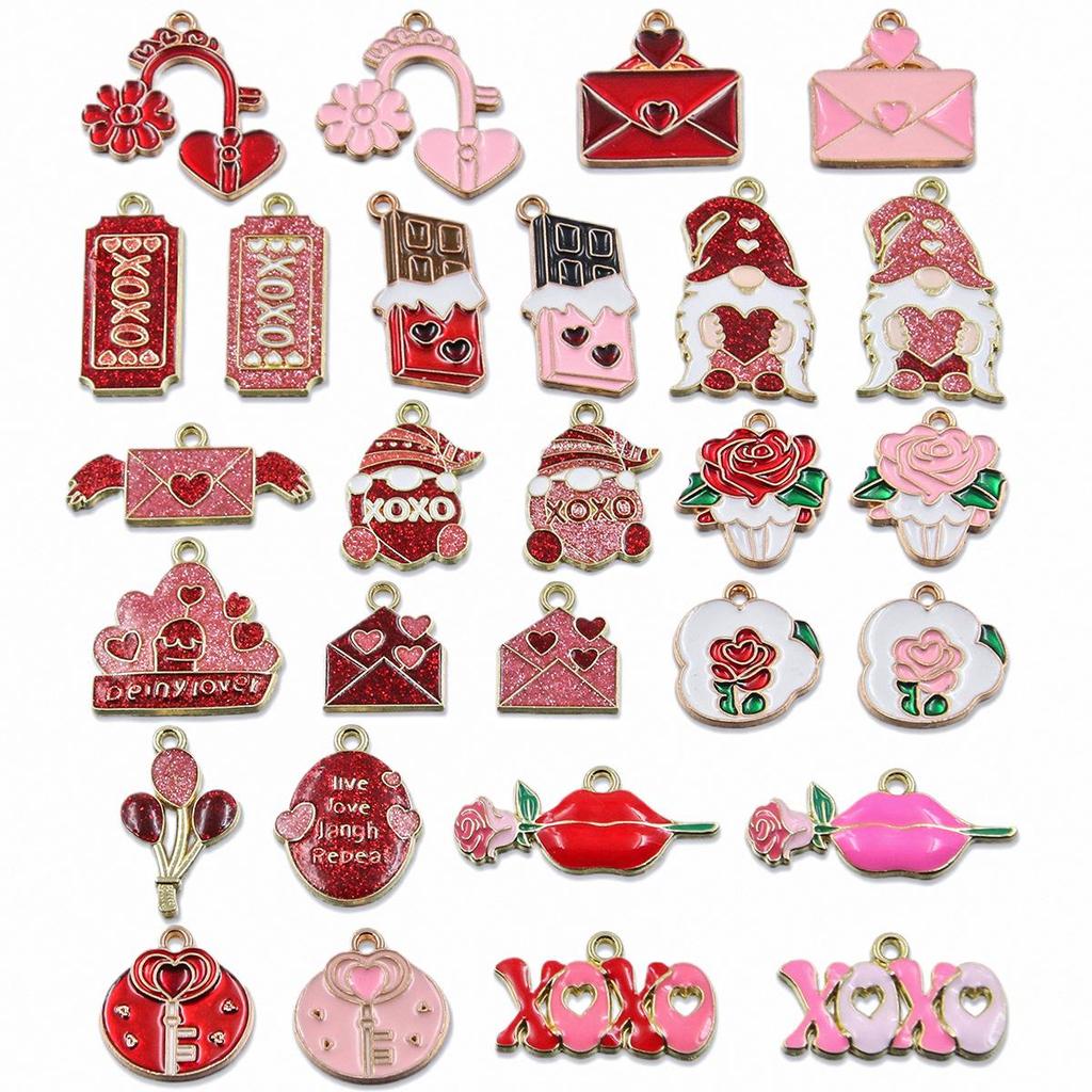 16 Styles KC Gold Drop Oil Fresh Flower Valentine's Day Pendant Charms - Premium and Creative Ornaments