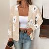 Women's New Autum And Winter Flower Pattern Button Front Cardigan Sweater Coat