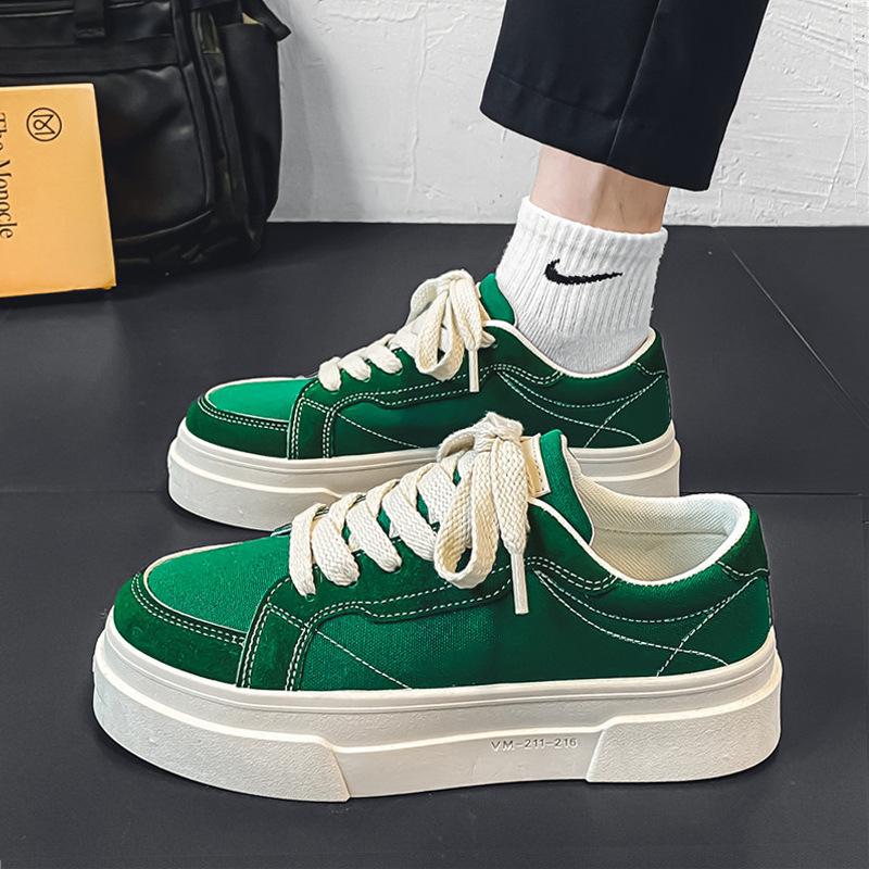 Canvas men's shoes spring and autumn 2 new summer breathable trend versatile sports casual black thick baseplate shoes