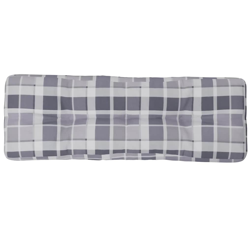 Grey Checkered Pallet Cushion 120 X 40 X 12 Cm Fabric
