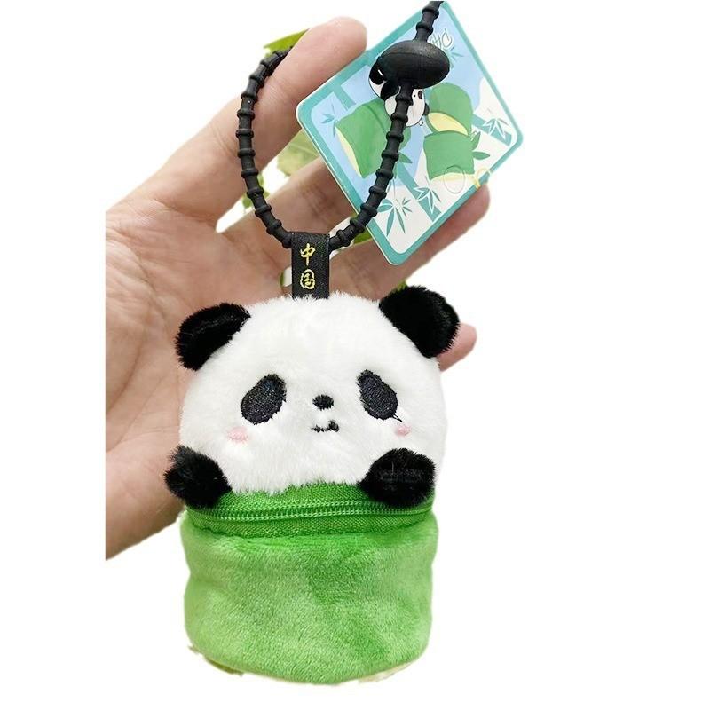 Adorable Panda And Capybara Earphone Case Keychain Plush With Coin Purse And Toy