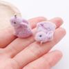 Flocked Resin Rabbit Pendant - Handmade 3D Small Animal Ornament for DIY or Phone Accessory