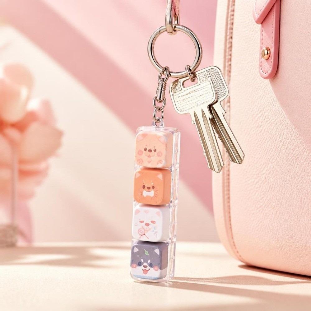 Stress Relief Fidget Button Keychain 4 Keys Design Bag Key Decor Backpack Pendant