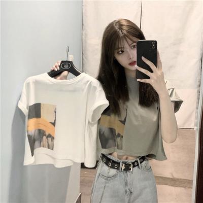 Summer Short Base Shirt Women's Crop Slimming Short-sleeved Student Top T-shirt