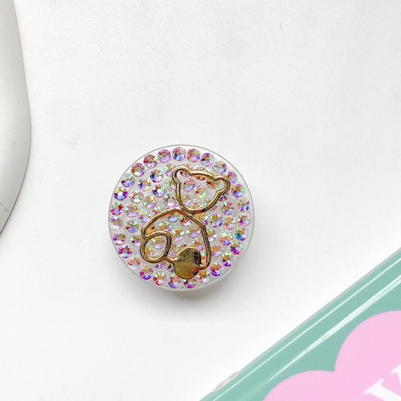 Creative Rhinestone Teddy Bear Phone Airbag Holder Korean Ins Back Sticker Expandable Desktop Stable Watching Support Stand