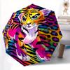 Süßer bunter Tiger Automatischer Faltbarer Cartoon-Regenschirm - 3-fach faltbar, Lebhaftes Cartoon-Muster, Geeignet für Outdoor-Aktivitäten, Ein Geschenk für