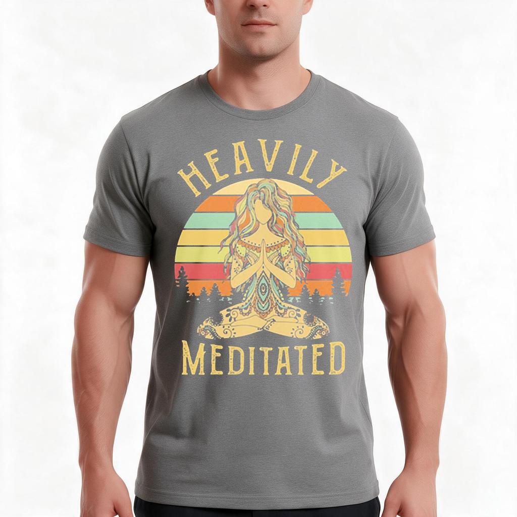 Heavily Meditated Tshirt Summer Casual Cotton Tee Oversized Streetwear Tops Vintage Graphic Print Loose Fit Short Sleeve