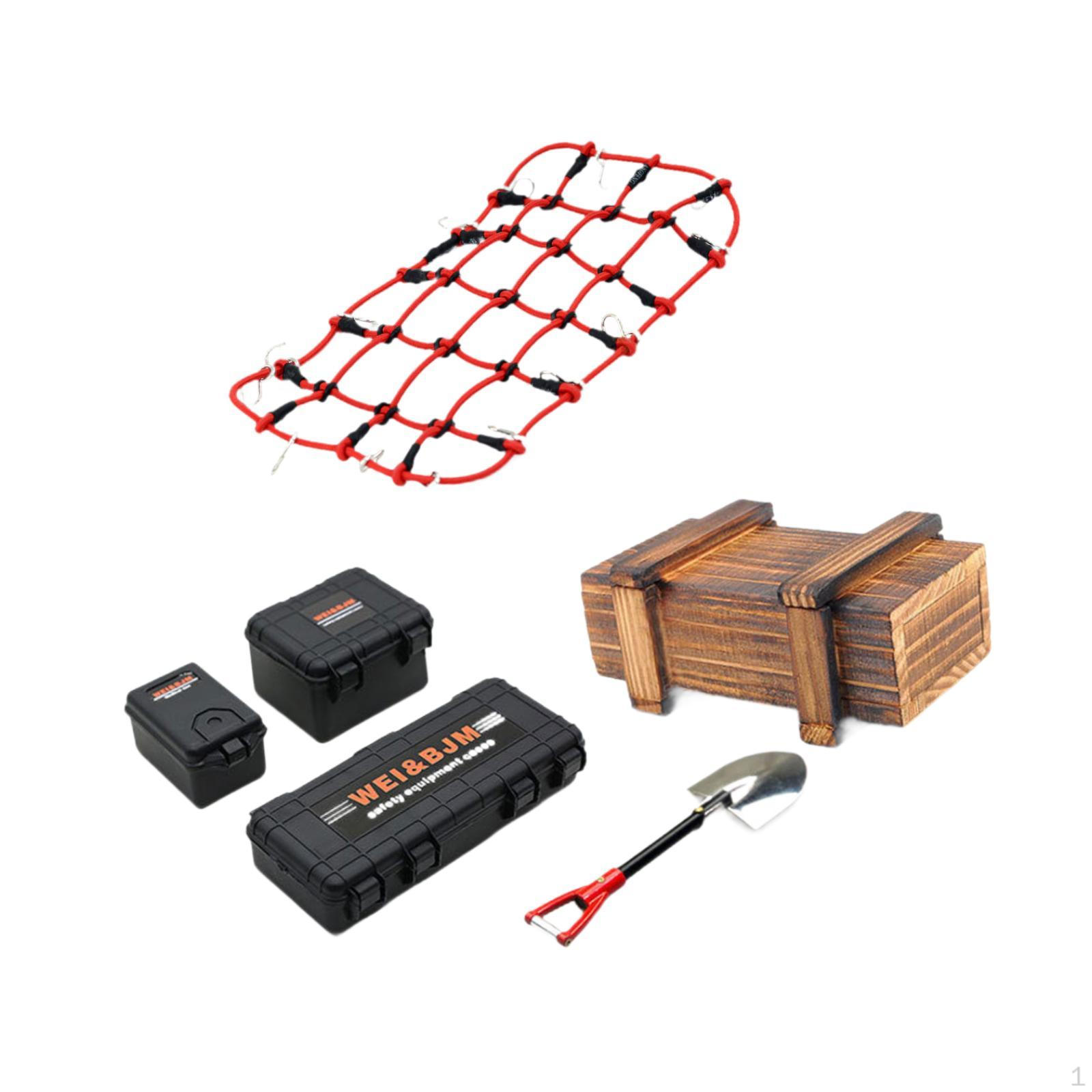 

6 шт. 1/10 RC Car Roof Decoration Vehicle Part Simulation Bag Case для SCX10 90046 90047 чорний