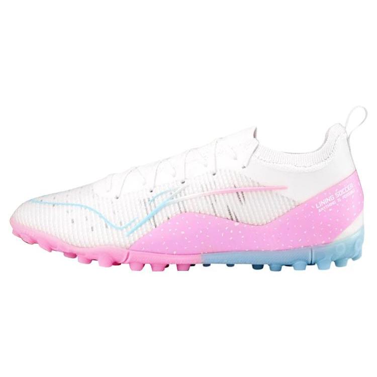 Li Ning Удобные TF Искусственная кожа для искусственного покрытия Износостойкие И легкие Футбольные бутсы Мужские Белые Розовые YSTT033-4 44