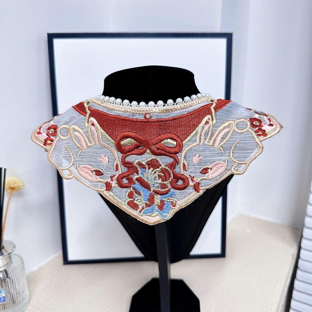 Elegant Hanfu Shawl Floral Pattern Hanfu Shoulder Collar Ancient False Collar Costume Accessory