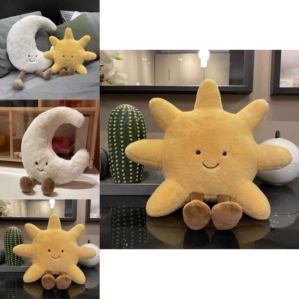Delightful Ins Nordic Style Smiling Face Sun And Moon Plush Pillow For Home Decor