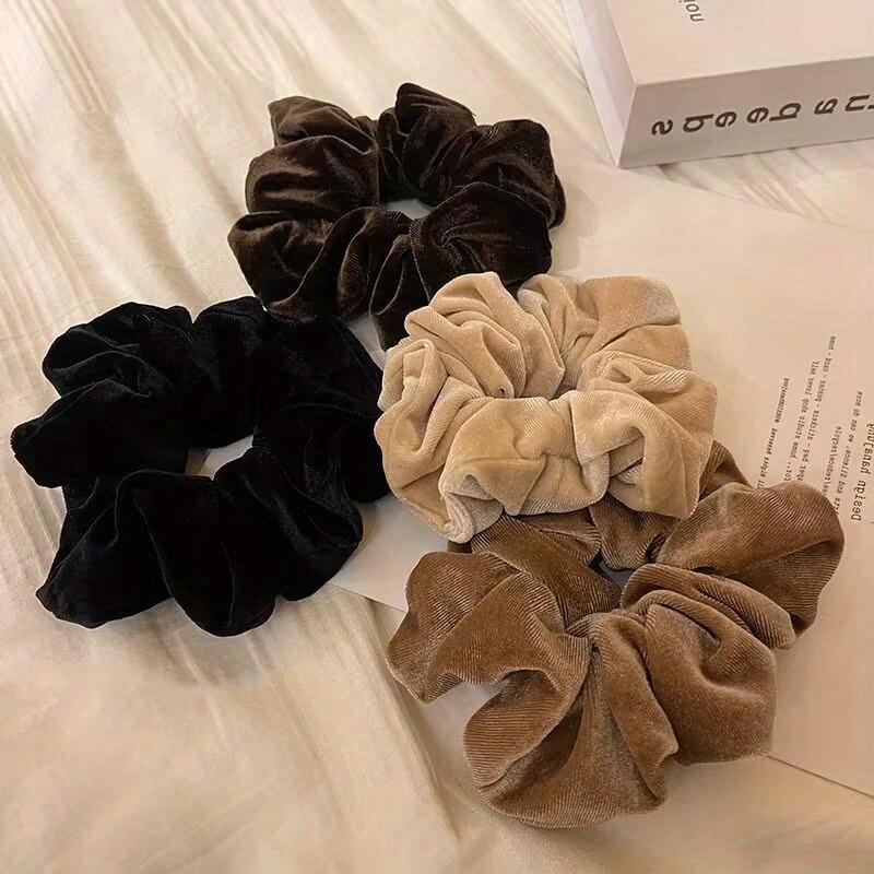 Women Hair Scrunchies Vintage Velvet Solid Color Hair Band for Girls Ponytail Holder Rubber Bands Hair Ties Accessories