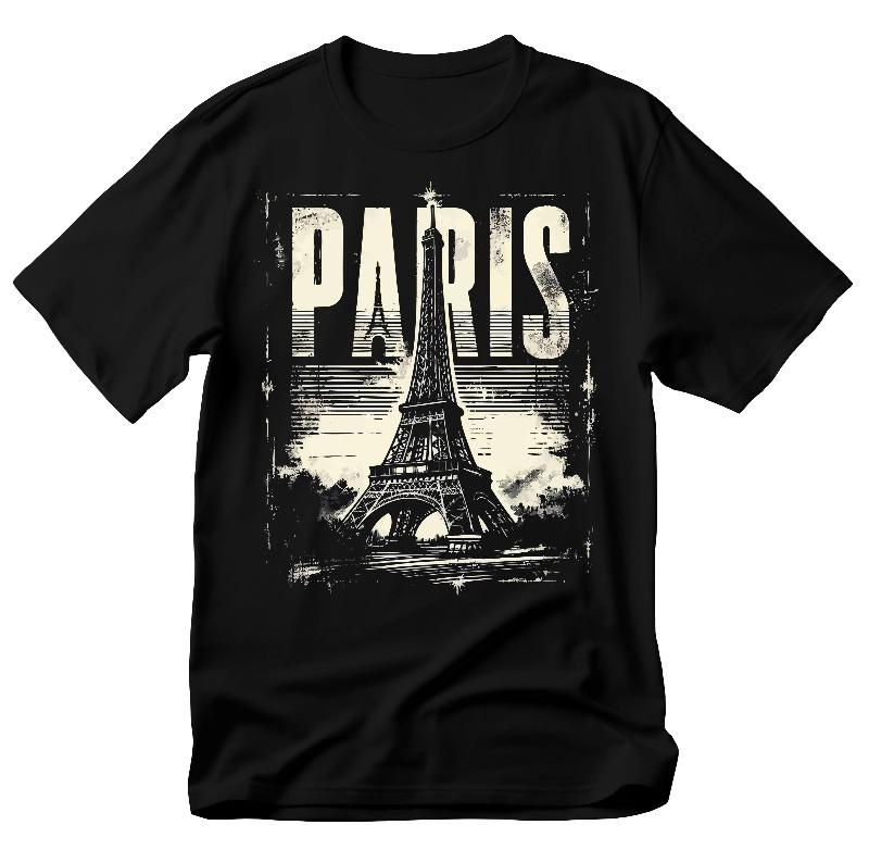 Paris Eiffel Tower T-Shirt: Euro Trip Souvenir Tee Summer Men's and Women's Loose and Breathable T-shirt Top