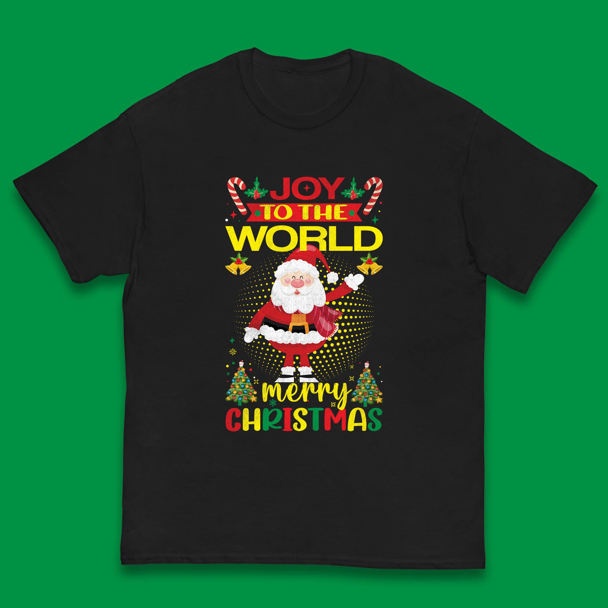 

Joy To The World Christmas Santa Claus Kids T Shirt 100