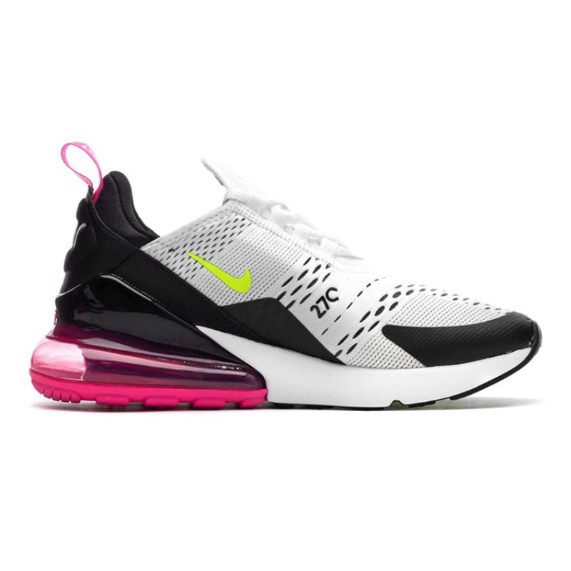 Nike Air Max 270 White Black Laser Fuchsia Volt GS Sneakers 943345-102