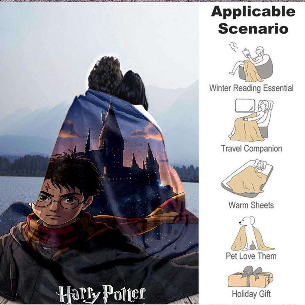 1pc Hogwarts Castle Blanket Lightweight Flannel Throw For Sofa, Bed, Travel, Livingroom, Office, Couch, Chair, And Bed