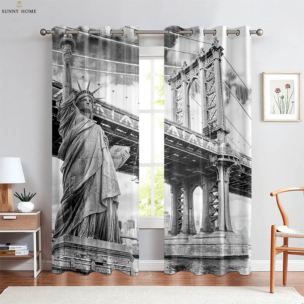 Krajobraz Widok Nocny Budynek Miejski Druk 3D Zasłona Włókno Poliestrowe Można Prać w Pralki Dekoracja Sypialni Pokoju Dziennego Kuchni
