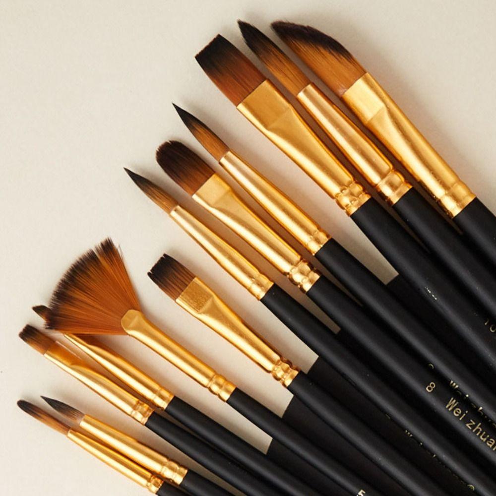 12pcs/set Easy To Hold Watercolor Drawing Brushes Professional Art Paint Brushes Artist