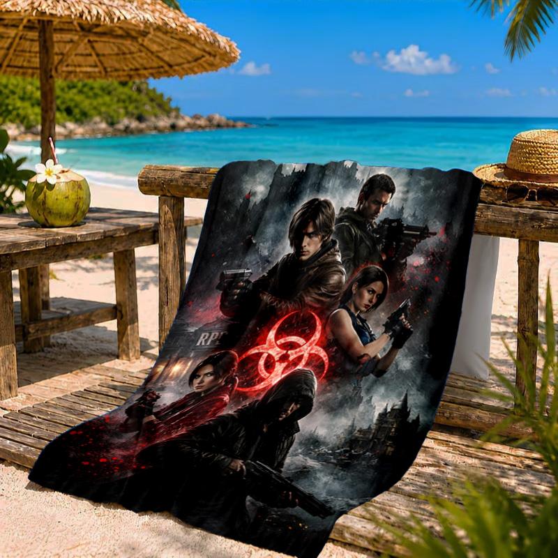 Survival Horror Saga Beach Towel Microfiber Beach Towel, Lightweight and Quick-Dry, for Summer Travel, Swimming Pool Fan Birthday Gift