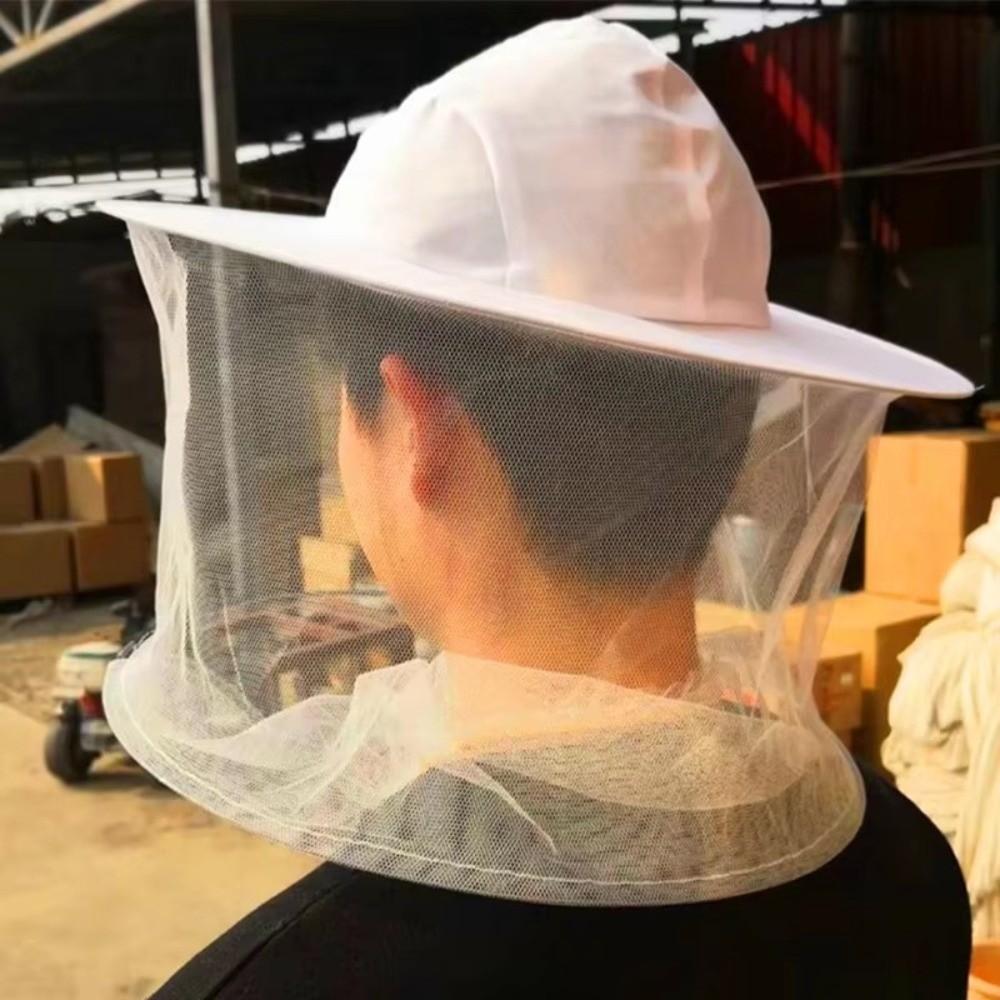 White Bee Hat Anti-Bee Breathable Beekeeping Hat Veil Hood Hat Double Wire Hat Beekeeping Protective Apparatus