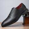 Mens Oxford Shoes Breathable PU Leather Round Toe Lace-Up Casual Retro Style