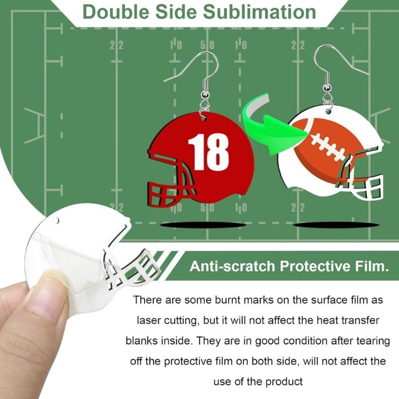 50 Pcs Sporty Sublimation Wood Earrings Football Ear Drops Unique Helmets Earwear Jewelry Accessories for Active Women