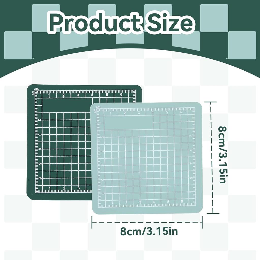 2pcs Mini Cutting Pad, Self Healing Craft Mat Small Sewing Cutting Mat Rotary Fabric Mat Non Slip 8x8cm Mini Cut Board for Scrapbooking Quilting