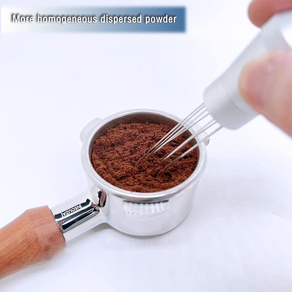 NEOUZA WDT Tool Coffee Distribution Espresso Powder Stirrer with Magnetic Aluminum Handle and Eight Stainless Steel Needles Adjuster, 0.4mm Ultra-Fine