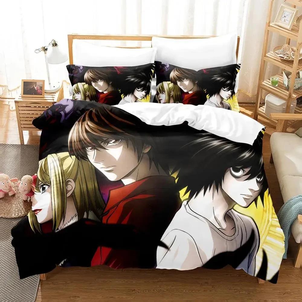 3D Print Death Note Anime Bedding Set Boys Girls Twin Queen King Size Duvet Cover Pillowcase Bed Boys Adult Home Textileextile