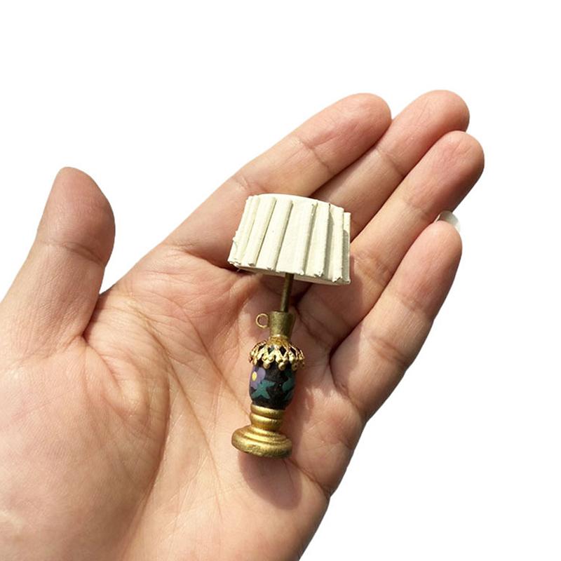 1:12 Dollhouse Miniature Bear Table Lamp White Cover Bedside Lamp Furniture Home Model Decor Toy Doll House Accessories
