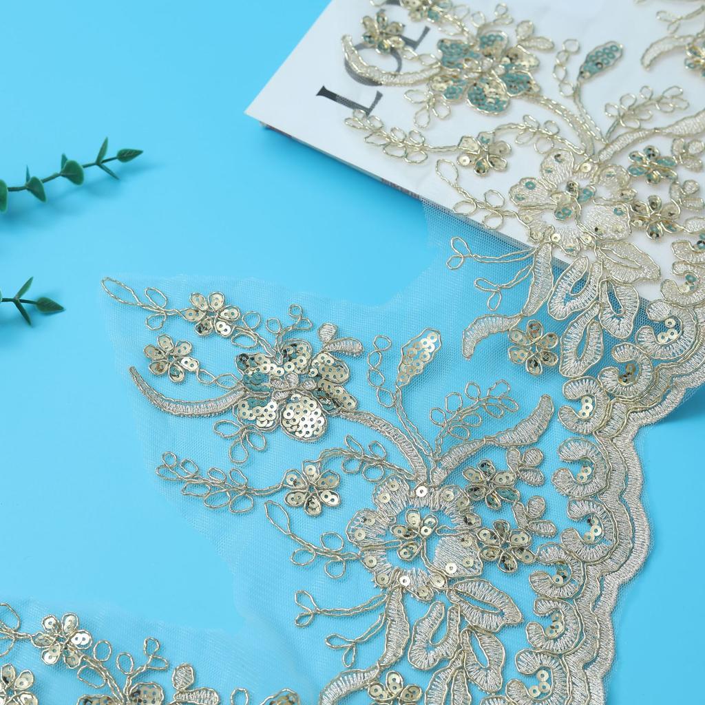 With Golden Car Bone Children'S Clothing Performance Clothes Hanfu Ethnic Style Embroidery Lace Clothing Accessories 21Cm
