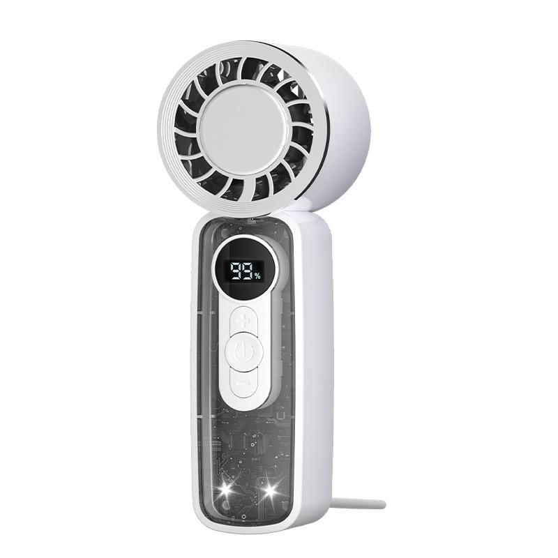 Portable USB-Charged Transparent Fan with Ice Pack and Display Screen for Outdoor Use